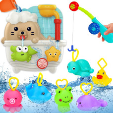 Bath Toys For Toddlers 13 Years Old Fishing Games For Kids Age 35 Bathtub Water Toys For Boy Girl Suction Shower Toy Rubber Fl