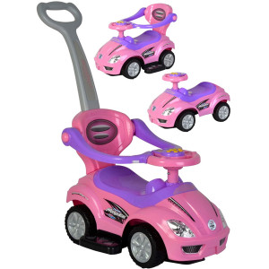 Chromewheels Push Cars For Toddlers 3 In 1 Ride On Push Car With Guardrail Ride On Toys Mega Car Wpush Handle Horn Music