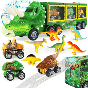 Dinosaur Toys For Kids 357 11 In 1 Dinosaur Truck With Light Music Roar Sound Dino Toddler Toys Including Toy Truck Dino