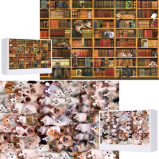 Puzzles For Adults 1000 Pieces And Up 2 Pack Cats Library Puzzle Funny Kitten Bookshelf Jigsaw Puzzles Animal Pet Lover Chall