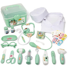 Liberry Doctor Kit For Toddlers 3 4 5 Years Old 30Piece Kid Doctor Toy With Stethoscope Costume Green Medical Pretend Play G