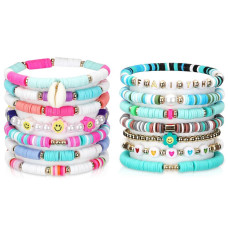 Zzlwan Preppy Bracelets For Girls Stuff Stackable Aesthetic Beaded Surfer Bracelets For Teen Girls Gifts Ideas