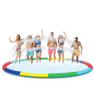 Odosola 13 Ft Large Splash Pad For Kids Ages 48 Nonslip Baby Splash Pads For Toddlers Oversized Kids Sprinklers For Yard He