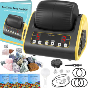 Koolstone C3 Rock Tumbler Kit Hobby Edition For Beginner Adjustable Timer Speed With Full Accessories Memory Function Id