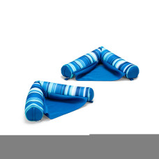 Big Joe Noodle Sling 2 Pack No Inflation Needed Pool Seat With Armrests Blurred Blue Stripe Double Sided Mesh 3Ft