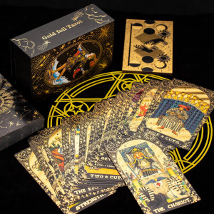 Oceanwings Classic Tarot Cards Deck Set With Guidebook Gold Foil Waterproof Tarot Cards Fortune Telling Toy With Crystalpendulu