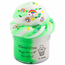 Rainbow Cloud Slime Super Soft And Nonsticky Stress Relief Toys Diy Scented Sludge Toy Birthday Gifts For Kids Green Slime