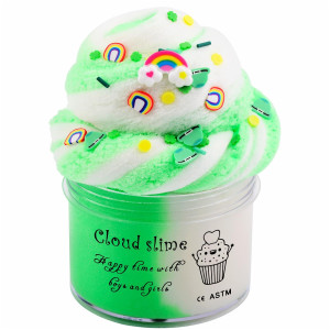 Rainbow Cloud Slime Super Soft And Nonsticky Stress Relief Toys Diy Scented Sludge Toy Birthday Gifts For Kids Green Slime