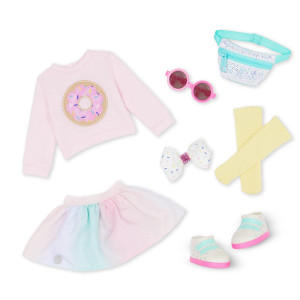 Glitter Girls Outfit For 14Inch Dolls Colorful Doll Clothes Sunglasses Pink Sweater Skirt Fanny Pack More Toys Fo