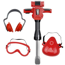 Teganplay Kids Jackhammer Toy Drill Toddler Construction Tools And Equipments Includes Mask Safety Goggles And Earmuffs