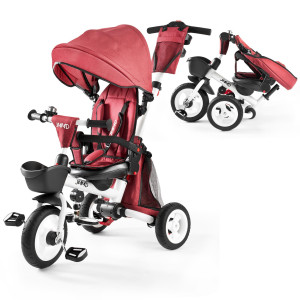 Jmmd Baby Tricycle, 7-In-1 Folding Kids Trike With Adjustable Parent Handle, Safety Harness & Wheel Brakes, Removable Canopy, Storage, Stroller Bike Gift For Toddlers 18 Months - 5 Years(Red)