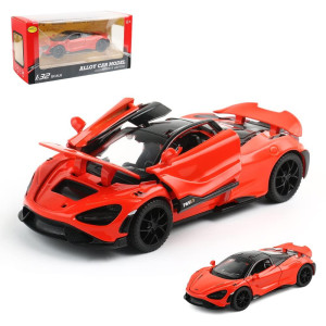 Diecast Toy Car Mclaren 765Lt Sports Car Model Zinc Alloy Simulation Casting Pull Back Vehicles 132 Scale Mini Supercar Toys Wi