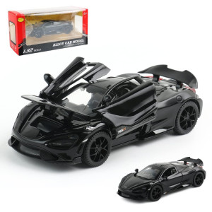 Diecast Toy Car Mclaren 765Lt Sports Car Model Zinc Alloy Simulation Casting Pull Back Vehicles 132 Scale Mini Supercar Toys Wi