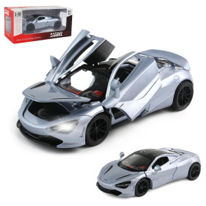 Diecast Toy Car Mclaren 720S Sports Car Model Zinc Alloy Simulation Casting Pull Back Vehicles 132 Scale Mini Supercar Toys Wit