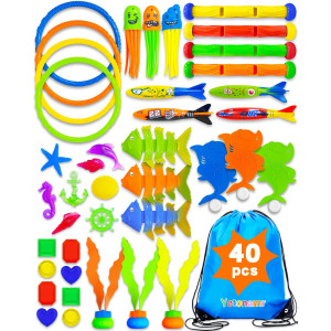 Yetonamr 40 Pcs Pool Diving Water Toys For Kids Fun Swimming Pool Games Sinking Toy Set For Boys Girls