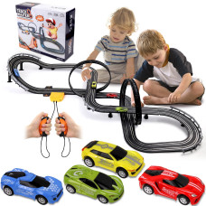 Slot Car Race Track Sets 23 Ft Powered Or Electric Track With 4 Slot Cars Dual Racing Race Track Set Features A Loop Turns S