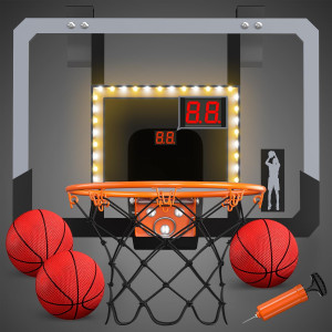 Exploremore Mini Basketball Hoop Indoor With Scoreboardled Glow In The Dark Door Basketball Hoop Basketball Toy Gifts For Kid