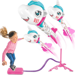 Yotoy Unicorn Rocket Launcher For Kids Fun Outdoor Toys Launch Of Up To 100 Ft 3 Unicorn Rockets Gifts For 3 4 5 6 7 Years O