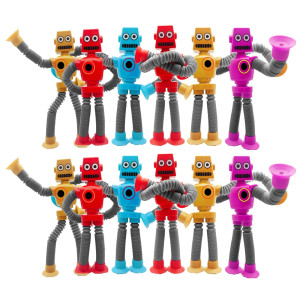 8Pcs Pop Tubes Suction Cup Robot Toys Robot Pop Tubes Fidget Tubes Sensory Toys Pack Shape Changing Telescopic Tube Imaginative