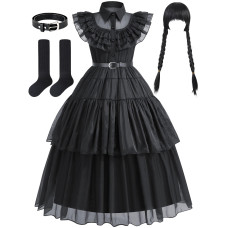 Knemmy Black Costume Dress For Girls Kids Toddler Birthday Halloween Cosplay Outfit Black Party Dress 1213160