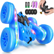 Jimdella Remote Control Car Rc Cars With Sides Light Strip And Headlights Double Sided 360 Flips Rotating Rc Stunt Car 24Ghz Al