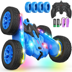 Terucle Remote Control Car Rc Cars Stunt Rc Car Toys New Upgraded Strip Lights And Headlights Car Toys Doublesided 360 Rotatin