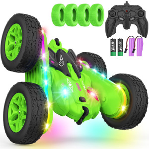 Terucle Remote Control Car Rc Cars Stunt Rc Car Toys Upgraded Strip Lights And Headlights Car Toys Doublesided 360 Rotating 4W