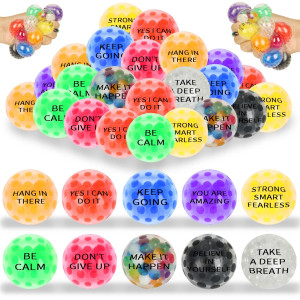 20 Pack Colorful Motivational Mini Stress Balls Set Squishy Balls Fidget Toys For Adult Squeeze Balls Bulk Birthday Gifts Par