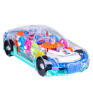 Berry President Transparent Electric Gear Train Toy With Flashing Lights And Music Battery Operated Bump Go Action Train Toys