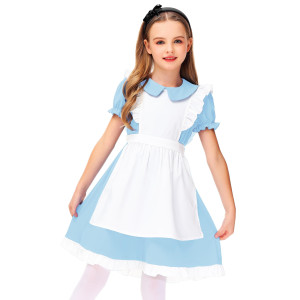 Kids Alice Dress Adventures Wonderland Dresses Blue Princess Halloween Outfit 1112 Years