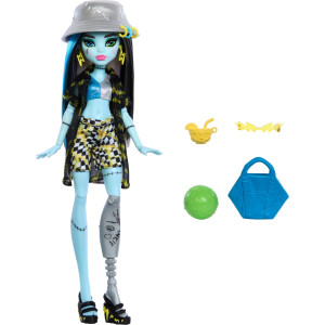 Monster High Scareadise Island Frankie Stein Doll With Swimsuit Coverup Beach Accessories Like Hat Volleyball Tote