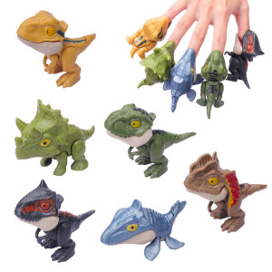 Ledorr 6Pcs Biting Finger Dinosaurs Toy Dinosaurs Collectibles For Display, Fun Snap Squad Dino Toys For 3+ Year Old Kids Birthday Gift Dino Party Gift Decorate For Kids