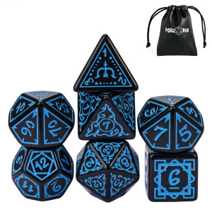 Poludie Dnd Dice Set Dd Polyhedral Dice 7 Pcs Druid Dice With Leather Dice Bag For Dungeons And Dragons Role Playing Dice Ga