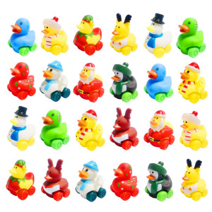 24 Pcs Christmas Rubber Ducks Cars Toy Soft Rubber Duckies Vehicles For Babies Kids Boys Girls Christmas Party Favors Gift Excha