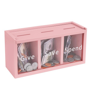 Mczxon Spend Save Give Piggy Bank For Kids Money Coin Savings Piggy Bank Jar Box For Kids Child Safe Money Saver Teach Childre