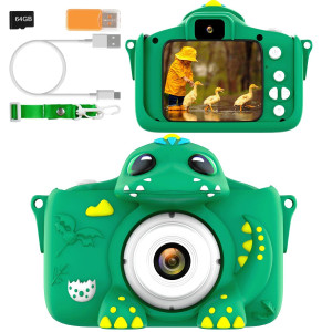 Kids Camera For Girls Boys Toddlers Childrens Age 38 Digital Selfie With 64Gb Card For Son Daughter Grandson Granddaughter Chri