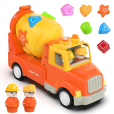 Veslier Cement Mixer Toys Truck Engineering Car With Lights Sounds Shape Sorter Learning Education Toy For 18M 2 3 4 5 Y