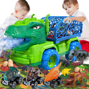 Magicdinosaur Spray Dinosaur Truck Toys For Kids 2 3 4 5 6 7 Years Tyrannosaurus Transport Car Carrier With Mist Spray 8 Dino