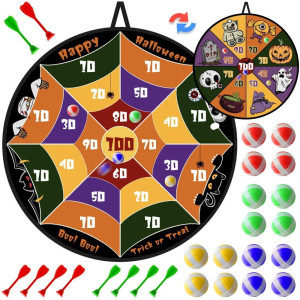 Waybla 29 Large Halloween Dart Board For Kids Halloween Board Game Toy With 16 Sticky Balls 8 Velcro Darts Halloween Party