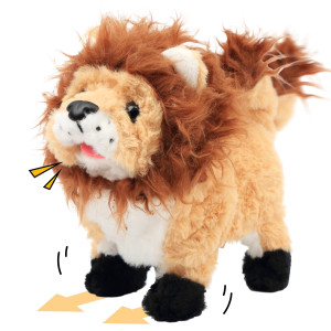 Cuteoy Walking Lion Stuffed Animal Speaking Roar Plush Electric Interactive Animated Plushies Toy For Girls Boys Birthday