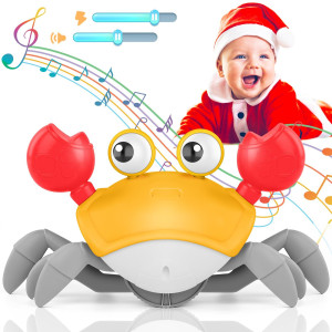 Crawling Crab Baby Toy Upgraded Tummy Time Gifts For Newborn Babies 36 612 Month Lightup Walking Dancing Moving Crab With M