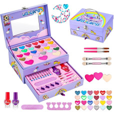 Kids Makeup Kit For Girl Washable Makeup Kit For Kids Wmirror Non Toxic Pretend Makeup For Little Girl Princess Cosmetic Girl