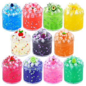 Jelly Cube Crunchy Crystal Slime Kit11 Pack Super Soft And Nonsticky Fruit Themed Party Toy To Slime Rich Colors Stress Relie