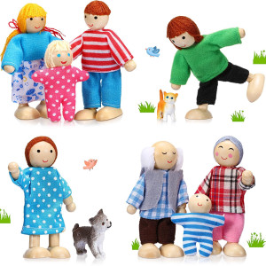 10 Pcs Wooden Dollhouse Set Of Mini People Figures Dollhouse Dolls Wooden Doll Pretend Play Figures Accessories For Pretend Doll