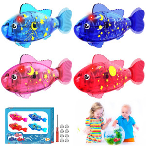 Cearktiy Robot Fish Toys For Kidcat Gift Robotic Swimming Fish Cat Toy Led Light Fish Toy Activated Swimming In Water Led Light