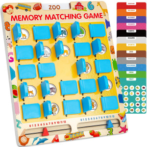 Matching Memory Game For Kids Age 3 4 5 6 7 8 Year Old Travel Toy For Boys Girls Wooden Board Game Road Trip Essentials For T