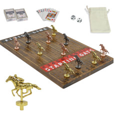 Horow Metal Horse Racing Board Game Card Board Game Finish Line Luxury Edition Solid Wood Race Game Board 11 Batches Of Metal Mo