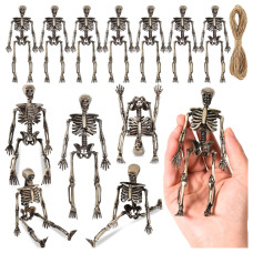 Zhwkmyp 12 Pcs Mini Skeleton Figurines Plastic Small Skeleton Figurines For Crafts Halloween Old Model Figurines For Party Sup