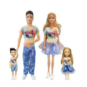 Chioldilly Interactive Family Dolls Toy Set 4Pcs Engaging And Educational Family Doll Perfect Action Figures For 3 Kids Idea