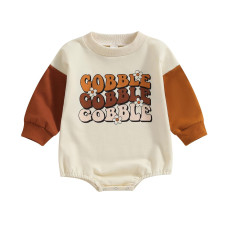 Fybitbo Thanksgiving Baby Girl Boy Outfit Turkey Pullover Sweatshirt Romper Long Sleeve Onesie Cute Fall Clothes Brown Sleeve G